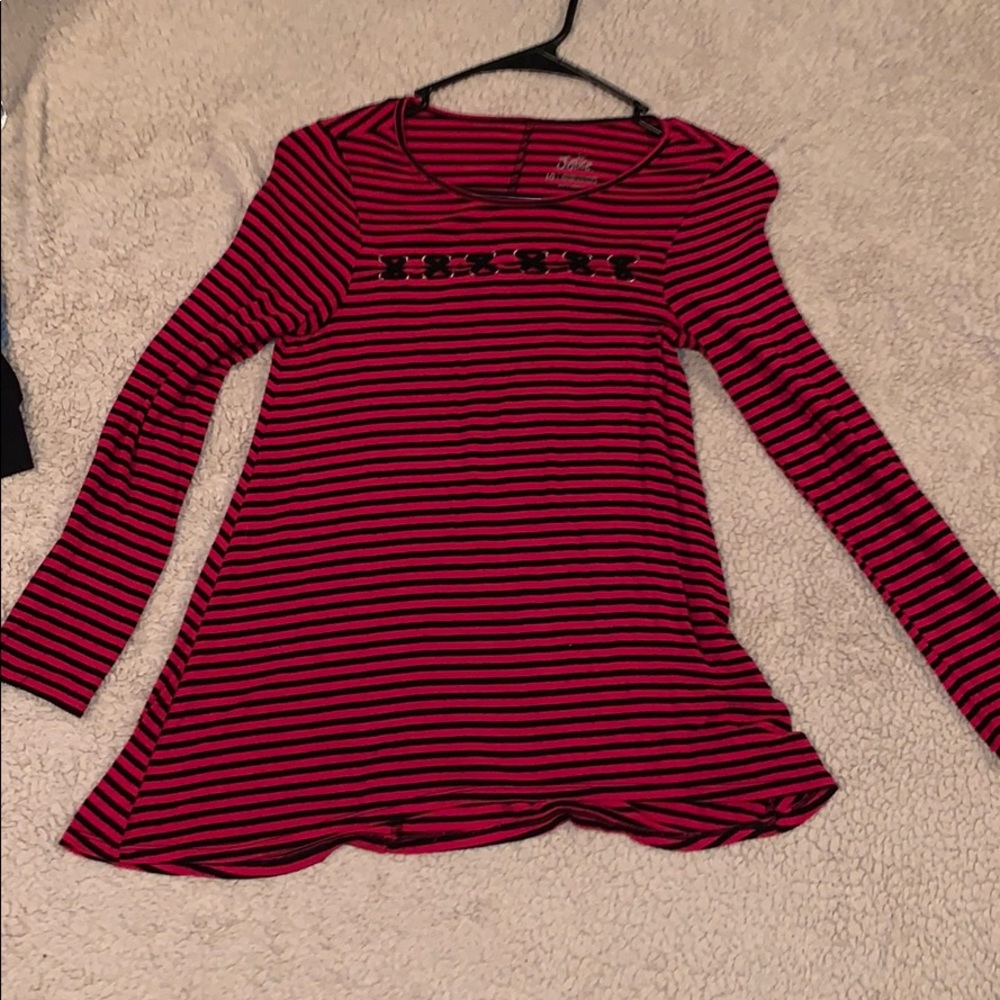 Kids justice red and black striped blouse